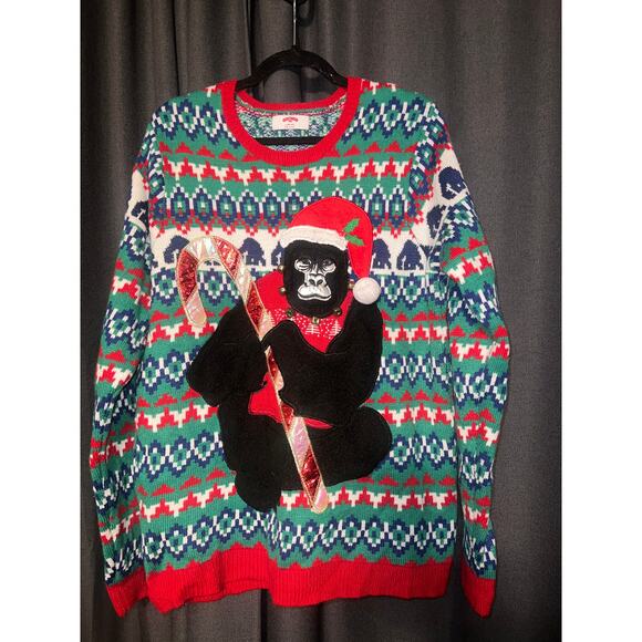 Ugly Christmas Sweater Xmas Size Large Gorilla - Picture 1 of 3